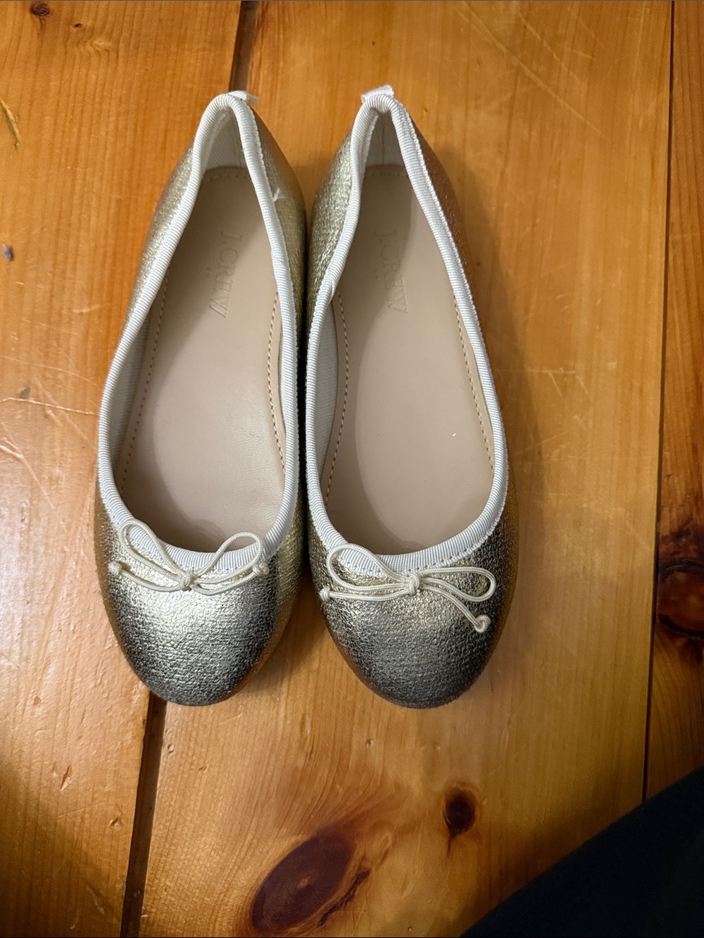 J. Crew Girls Metallic Gold Ballet Flats